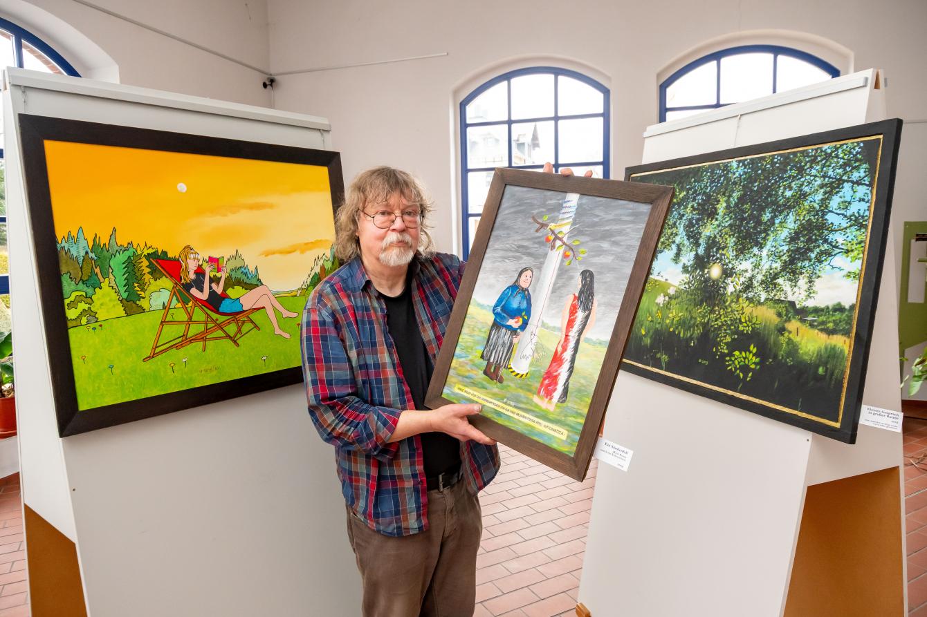 Andreas Werner in der Galerie Am Alten Gaswerk, Foto: Fotoatelier Schmidt, Inhaber Kristian Hahn